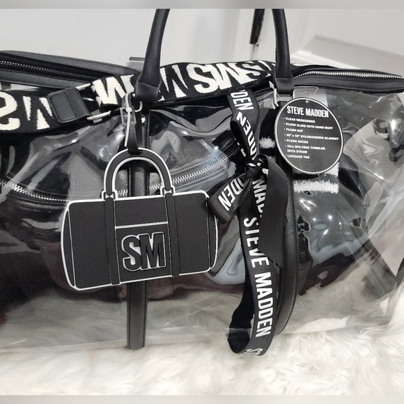 🔹️Steve Madden  🔹 Black 6 PC Travel  clear Gift Set "the cozy set"  NWT.. - Picture 3 of 13